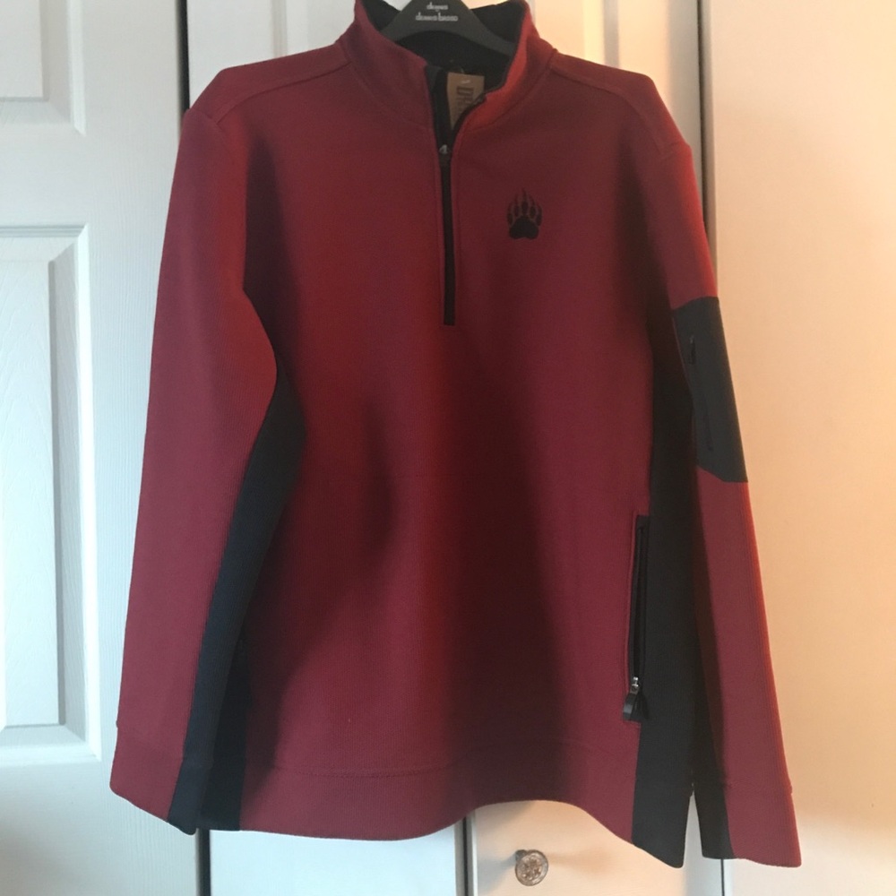 Duluth Trading Alaskan Hardgear 1/4 Zip Pullover Top Brick Red/Black Sz XL NWT